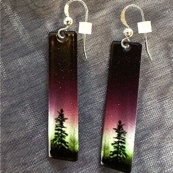 Jewelry - Metal earrings featuring the Northern Lights NEW NWT